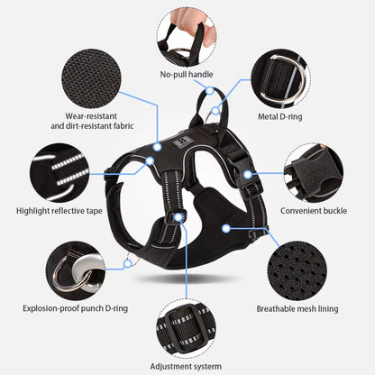 Dog Harness No Pull Reflective Pet Dog Chest Harness Adjustable for Small Medium Large Dogs Outdoor Walking