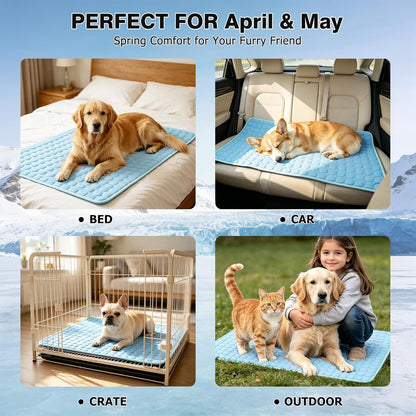 Dog Cooling Mat, Breathable Cooling Mat for Dogs(Q-Max>0.4) Washable Cold Crate Pad Cooling Dog Bed Mats, Non-Slip Dog Cooling Pad, Cats Cooling Mat for Kennels, Crates, Cars, Indoor & Outdoor