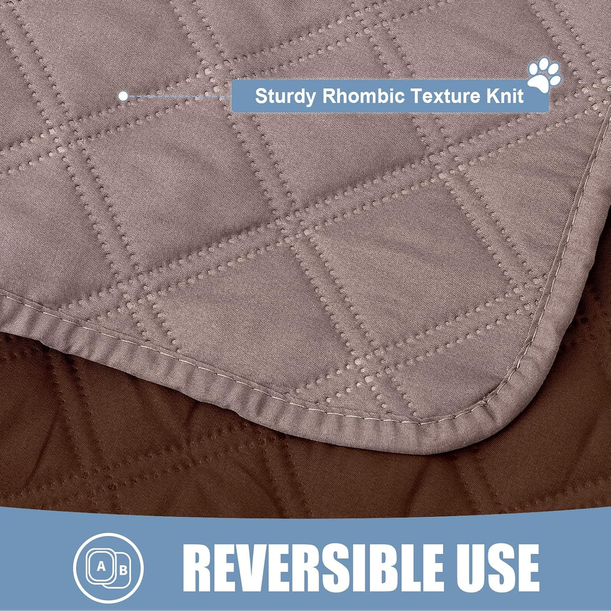 Waterproof Dog Bed Cover Pet Blanket, Soft Washable Dog Blanket for Furniture Bed Couch Sofa Reversible, Checkered (30"X70", Greyish Brown/Brown)